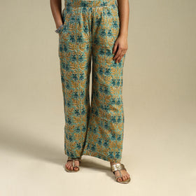 Green Block Print Cotton Sanganeri Palazzo 