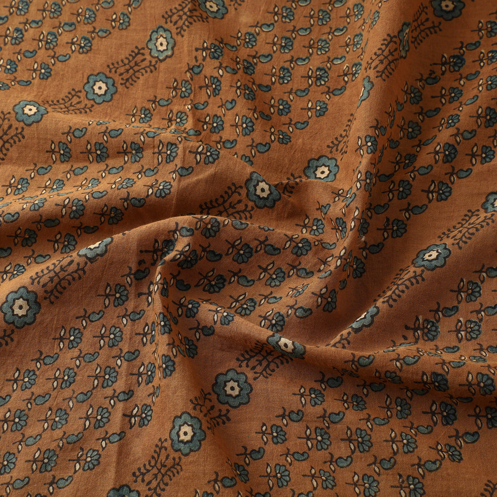 Ajrakh Hand Block Printed Mul Cotton Fabric