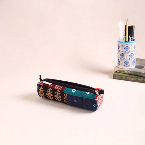 Patchwork quilted pencil pouch
