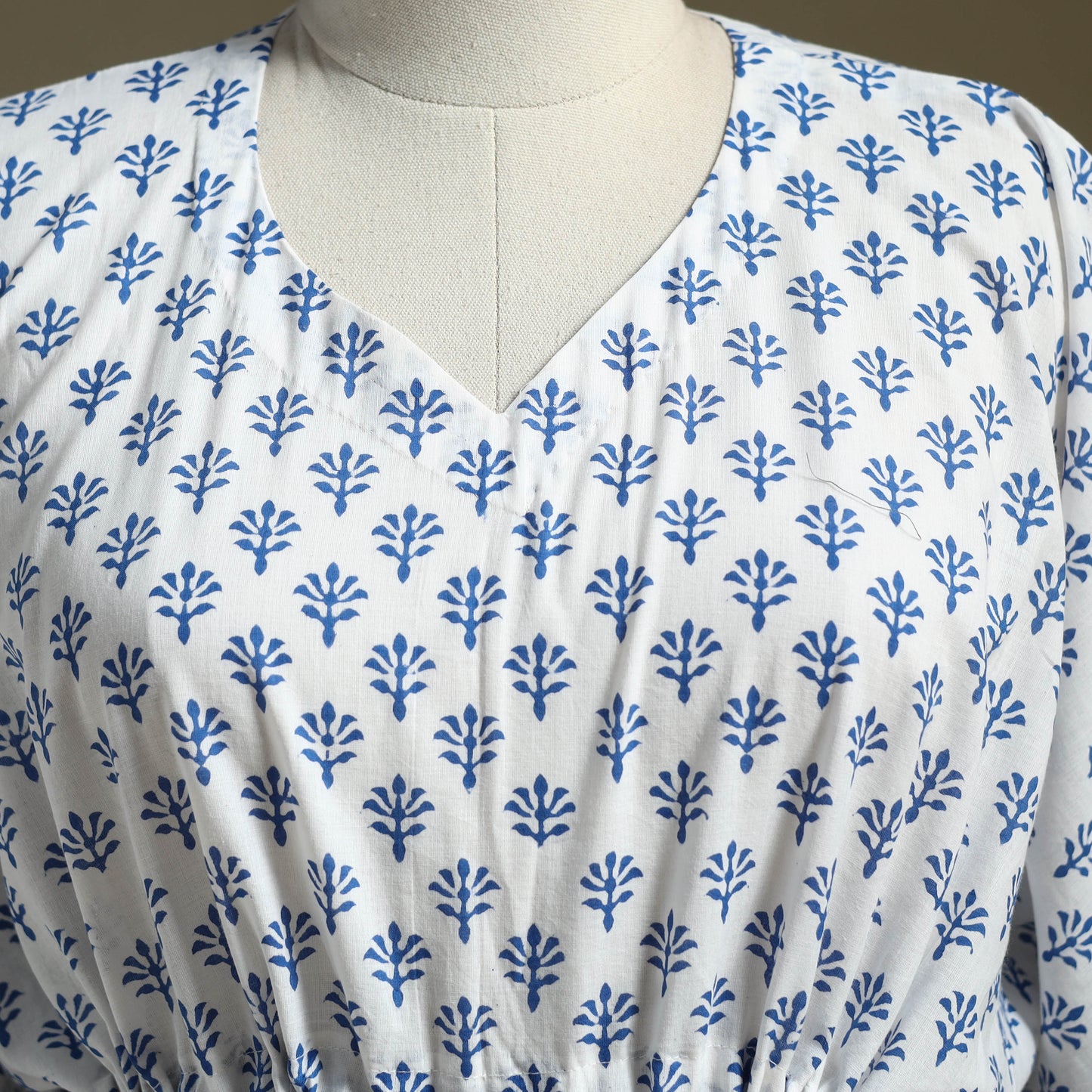 White - sanganeri cotton kaftan (short) 45 - handcrafted