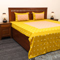 Yellow - patchwork cotton double jacquard bedsheet set 09