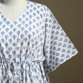 White - sanganeri cotton kaftan (short) 45 - handcrafted