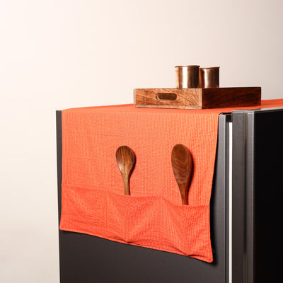 Orange - handmade cotton fridge top cover with multiple