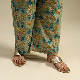 Green Block Print Cotton Sanganeri Palazzo 