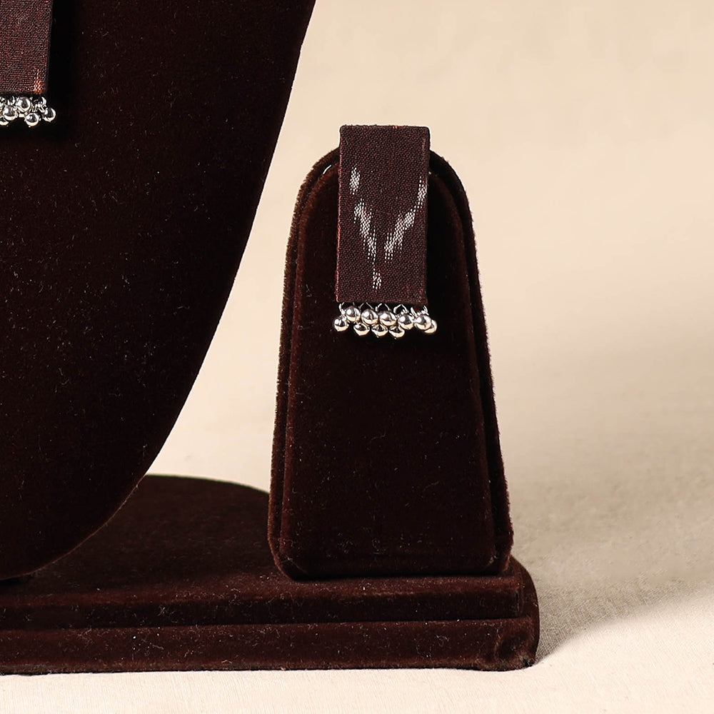 Maroon - german silver fabart necklace set 26 - handcrafted