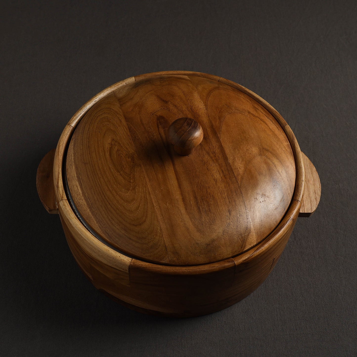 Handcrafted Teak Wooden Casserole 38