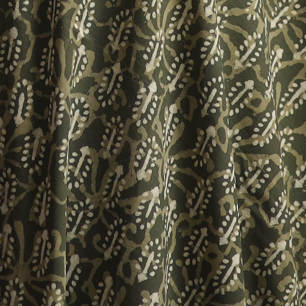 Green - Bagru Dabu Hand Block Print Natural Dyed Cotton Fabric 62