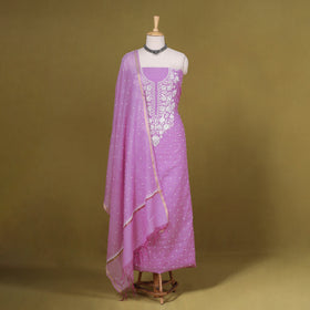Purple - 2pc mul chanderi unstitched chikankari dress