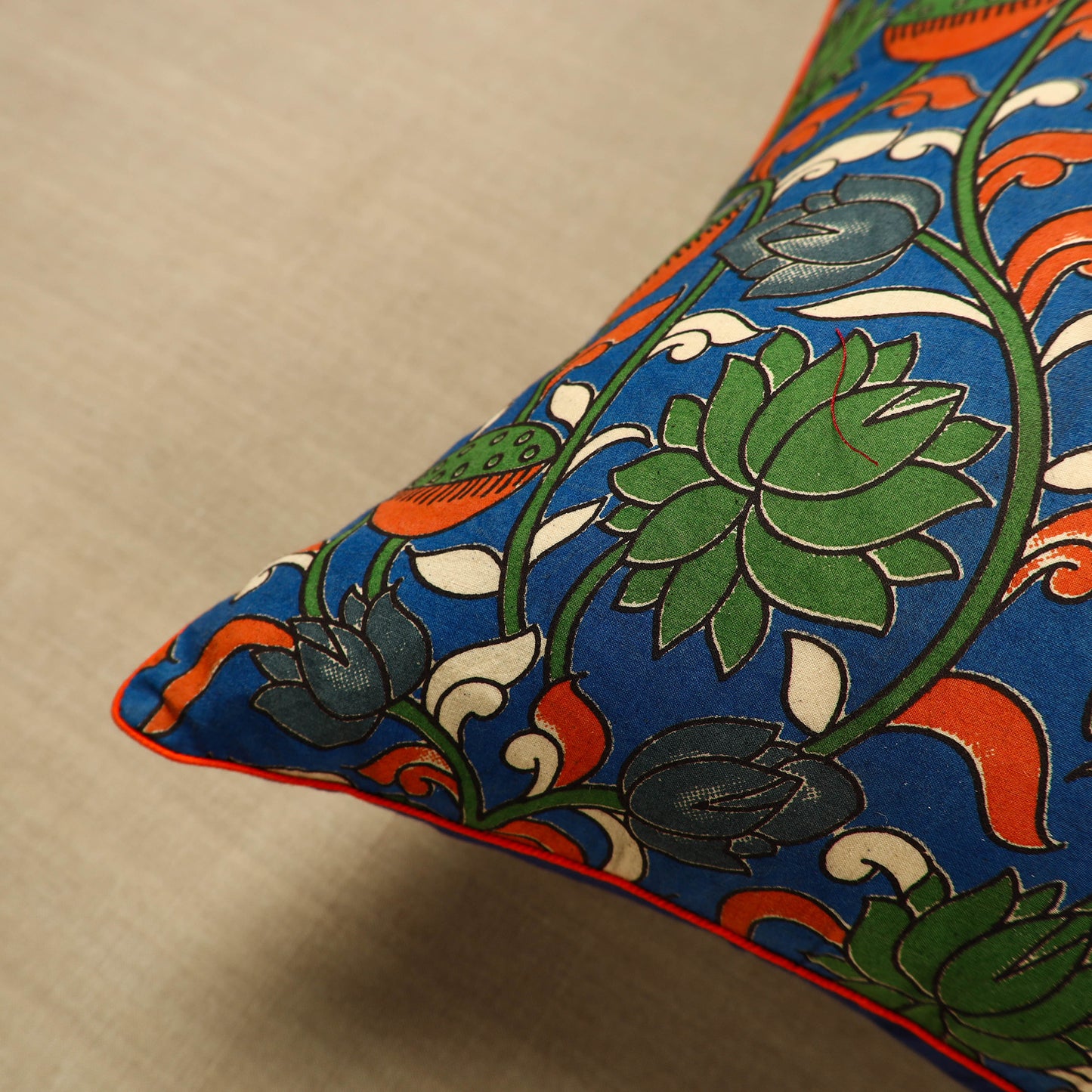 Blue - Kalamkari Printed Cushion Cover 01