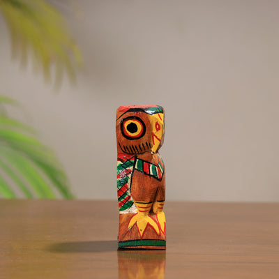 Tiny Owl - Traditional Burdwan Wood Craft Handpainted Sculpture 17