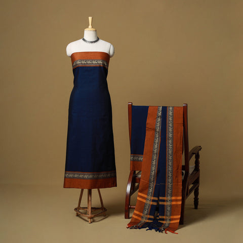 Dharwad Cotton 3pc Unstitched Dress Material with Border 56