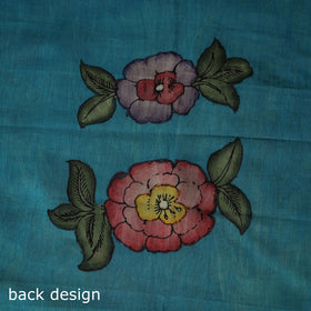 Handpainted Srikalahasti Pen Work Kalamkari Bangalore Silk 2pc Unstitched Dress Material Kurta Set 13
