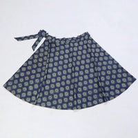 Blue - Block Print Cotton Wrap Around Ajrakh Skirt 14