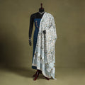 White - cotton sanganeri floral dupatta 11 - handcrafted