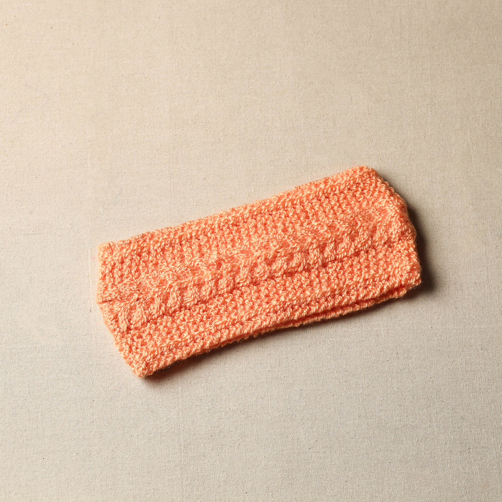 Orange - Kumaun Hand Knitted Woolen Warm Headband 18