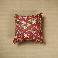 Maroon - Cotton Printed Kalamkari Cushion Cover (16 x 16 in) 03