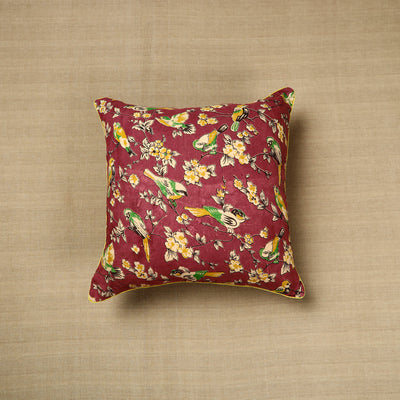 Maroon - Cotton Printed Kalamkari Cushion Cover (16 x 16 in) 03