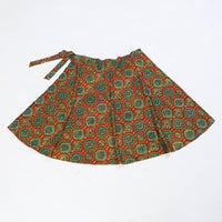 Orange - Block Print Cotton Wrap Around Ajrakh Skirt 16