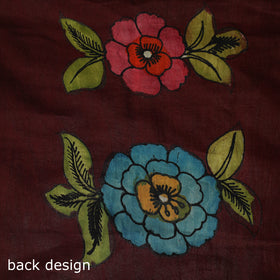 Handpainted Srikalahasti Pen Work Kalamkari Bangalore Silk 2pc Unstitched Dress Material Kurta Set 14