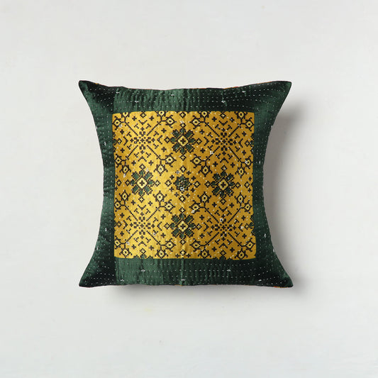 Multicolor - Kutch Embroiderd Mashru Silk Ajrakh Print Cushion Cover 12