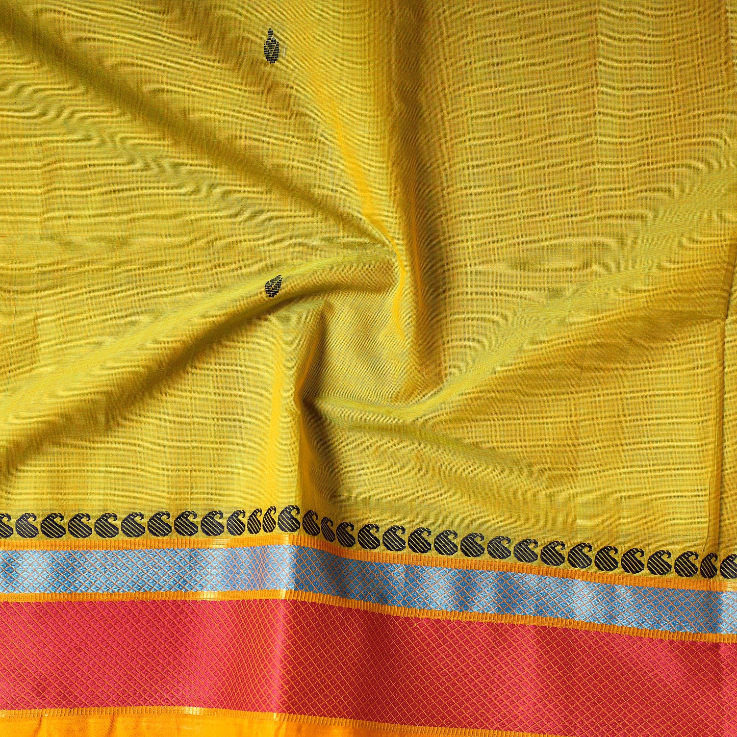 Yellow - Kanchipuram Cotton Precut Fabric (1.35 Meter)