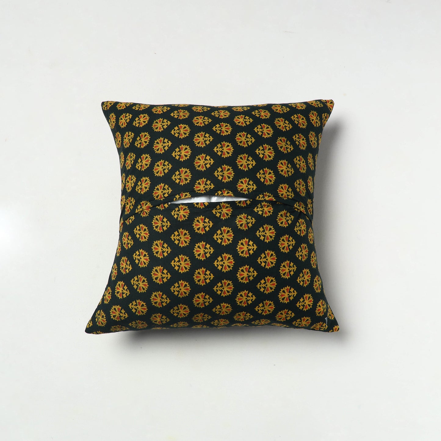 Multicolor - Kutch Embroiderd Mashru Silk Ajrakh Print Cushion Cover 12