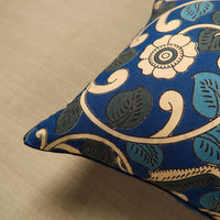 Blue - Cotton Printed Kalamkari Cushion Cover (16 x 16 in) 05