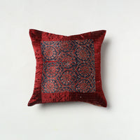 Multicolor - Kutch Embroiderd Mashru Silk Ajrakh Print Cushion Cover 06