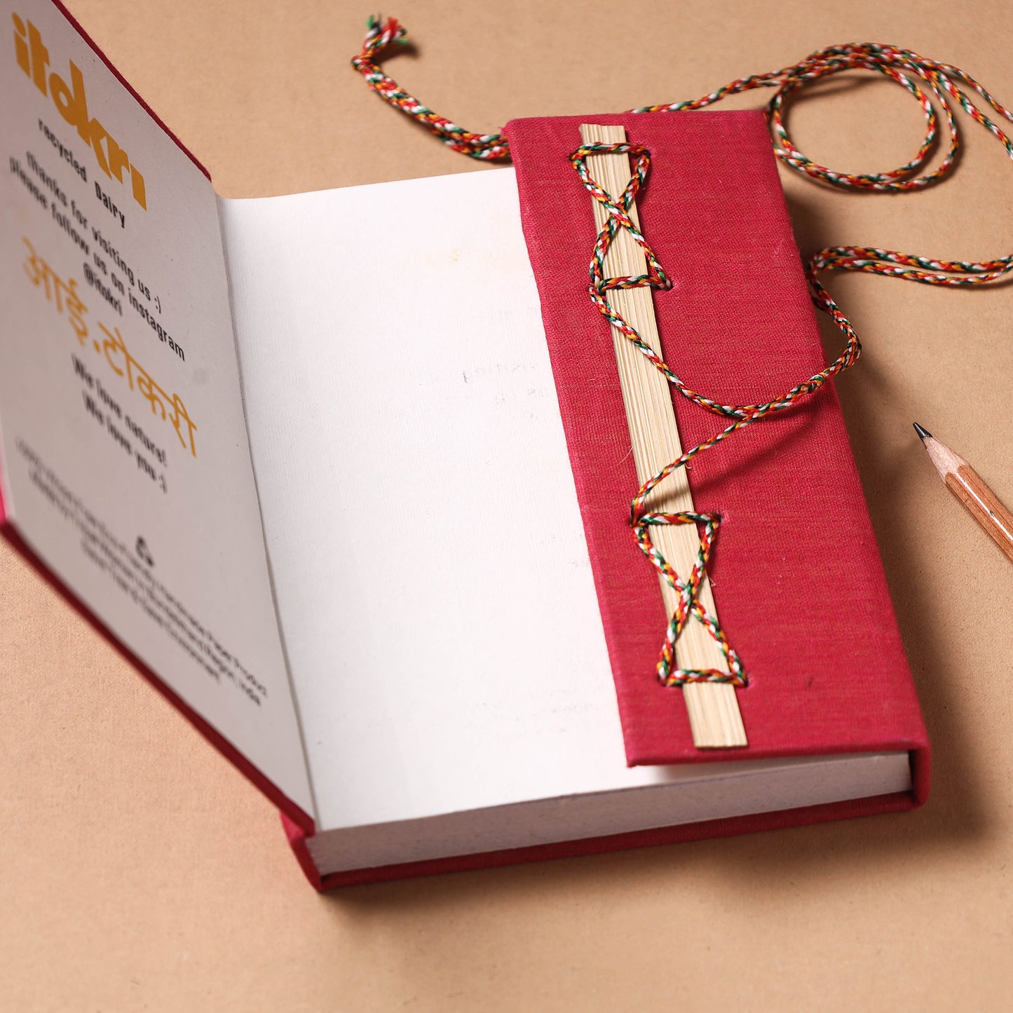 Fabric Cover Handmade Paper Notebook with Thread Lock