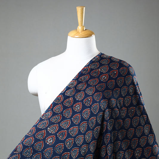 Blue - Ajrakh Hand Block Printed Modal Silk Fabric 29