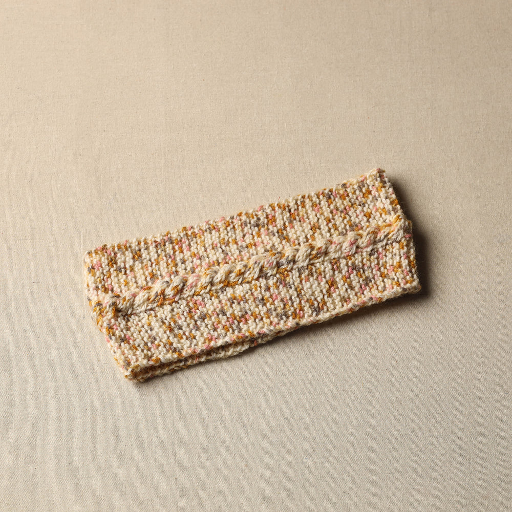 Beige - Kumaun Hand Knitted Woolen Warm Headband 21