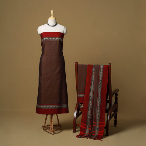 Dharwad Cotton 3pc Unstitched Dress Material with Border 59