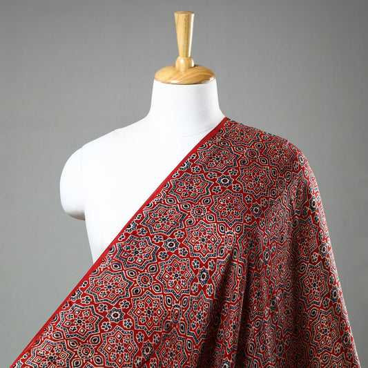 Ajrakh Hand Block Printed Modal Silk Precut Fabric (2.5 meter) 36