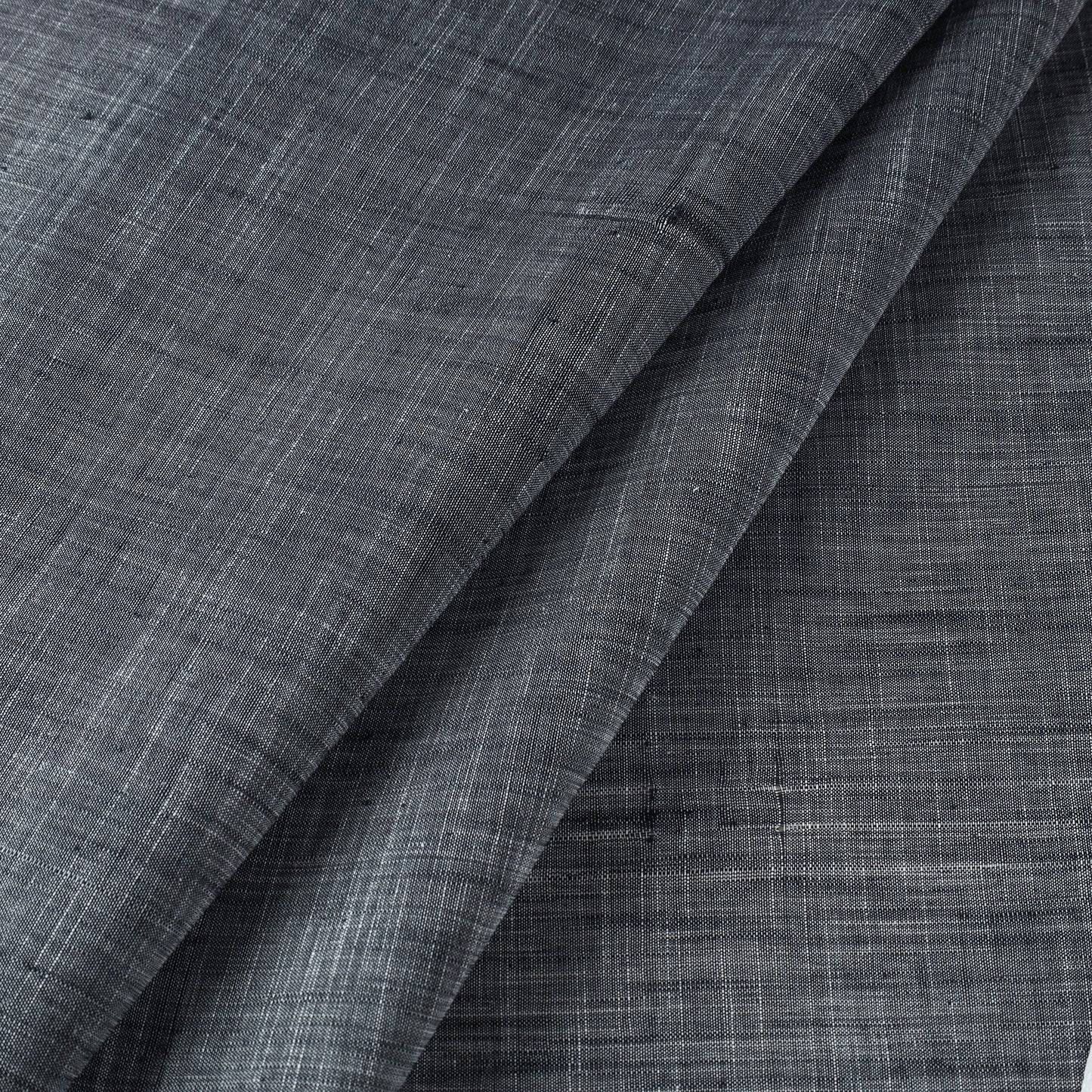 Grey - Mangalagiri Plain Handloom Slub Cotton Fabric