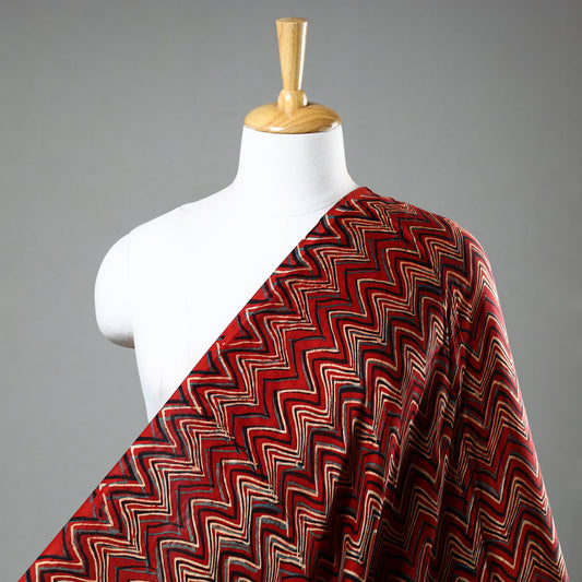 Red - Ajrakh Hand Block Printed Modal Silk Fabric 40