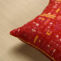 Red - Cotton Printed Kalamkari Cushion Cover (16 x 16 in) 07