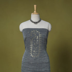Grey - handloom cotton unstitched phulia jamdani kurta