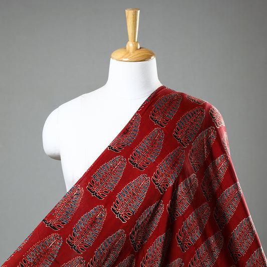 Red - Ajrakh Hand Block Printed Modal Silk Fabric 41