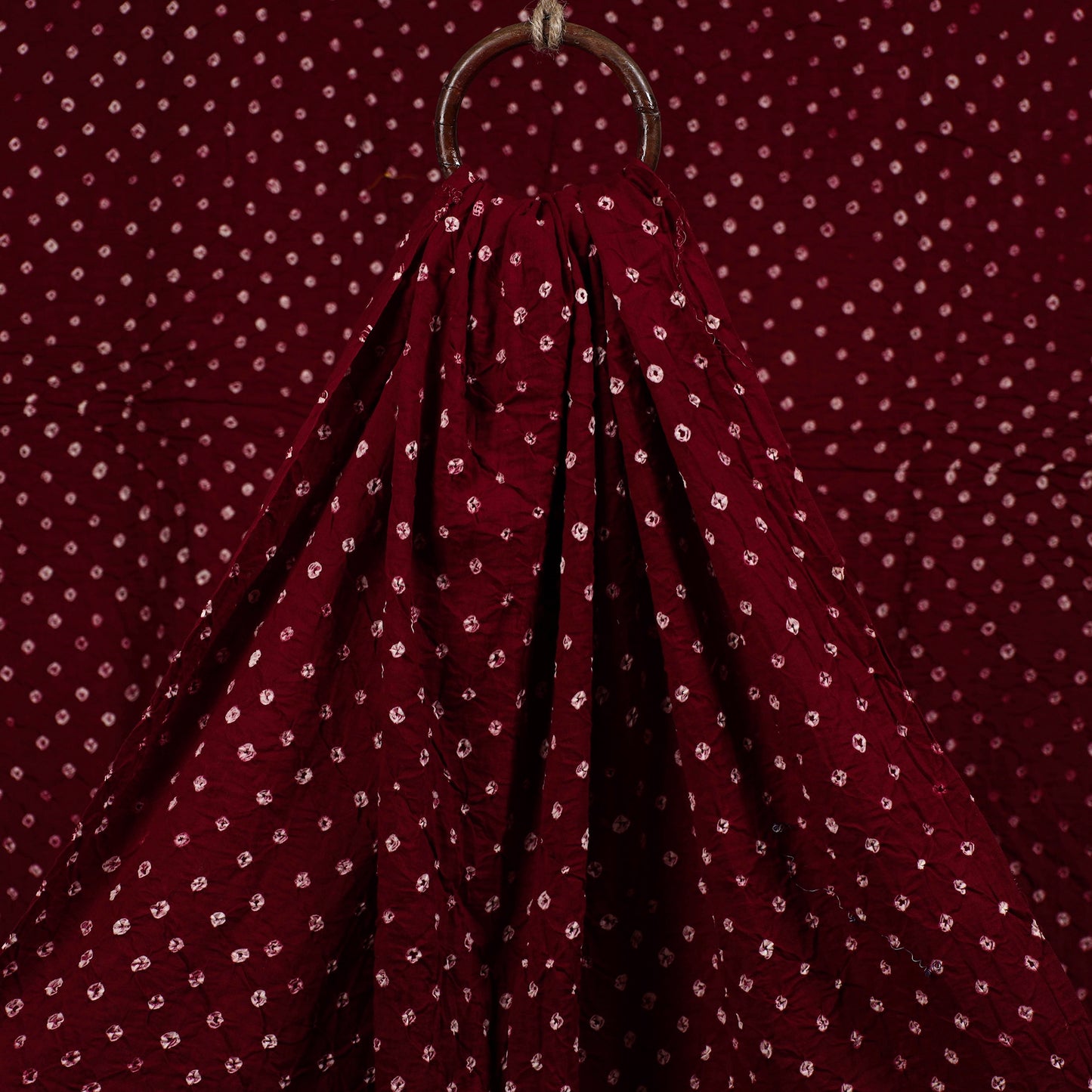 Maroon - Kutch Tie & Dye Mul Cotton Bandhani Fabric 16