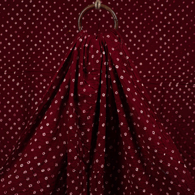 Maroon - Kutch Tie & Dye Mul Cotton Bandhani Fabric 16