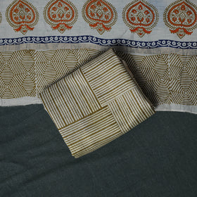 Bagh Hand Block Print Maheshwari Silk 3pc Unstitched Dress Material Suit Set 54