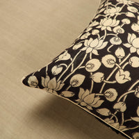 Black - Cotton Printed Kalamkari Cushion Cover (16 x 16 in) 08