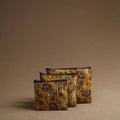 Yellow - handmade cotton multipurpose utility pouches (set