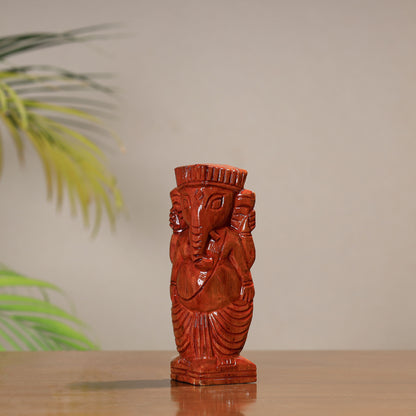 Lord Ganesha - Traditional Burdwan Wood Craft Sculpture (Small) (5.5 in) 22