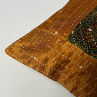 Multicolor - Kutch Embroiderd Mashru Silk Ajrakh Print Cushion Cover 02