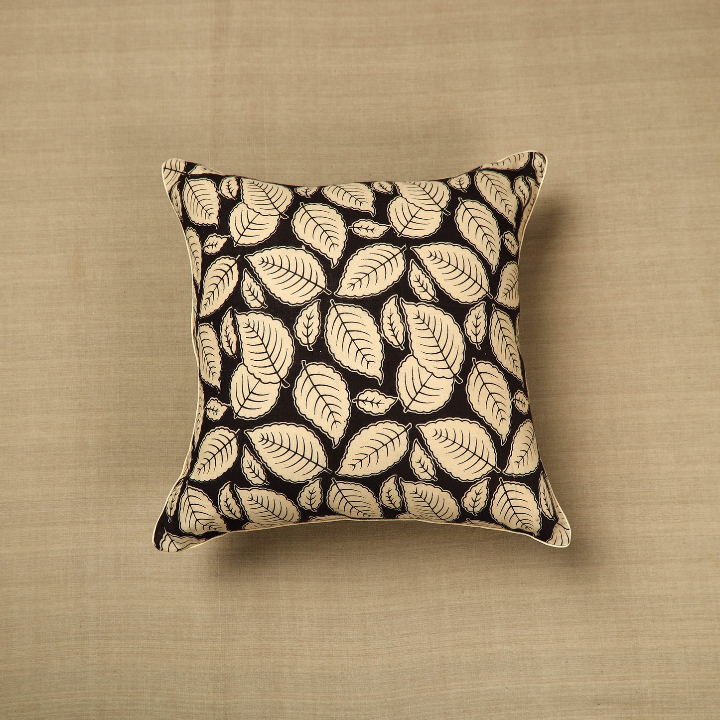 Black - Kalamkari Printed Cushion Cover 09