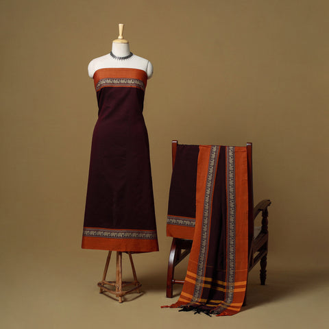 Dharwad Cotton 3pc Unstitched Dress Material with Border 61