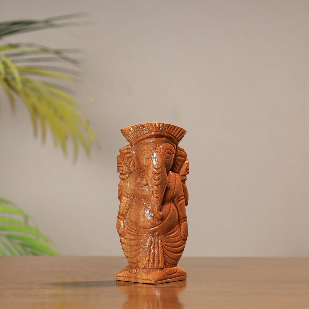 Lord Ganesha - Traditional Burdwan Wood Craft Sculpture (Small) (5.5 in) 23