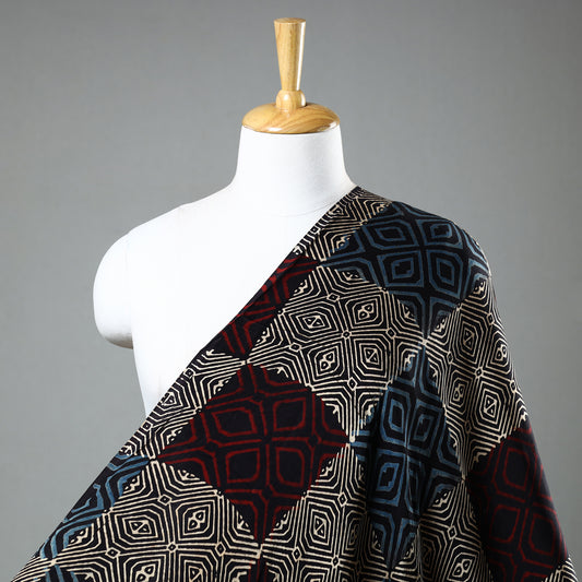Ajrakh Hand Block Printed Modal Silk Precut Fabric (2.5 meter) 50