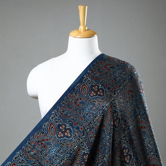 Ajrakh Hand Block Printed Modal Silk Precut Fabric (2.5 meter) 51